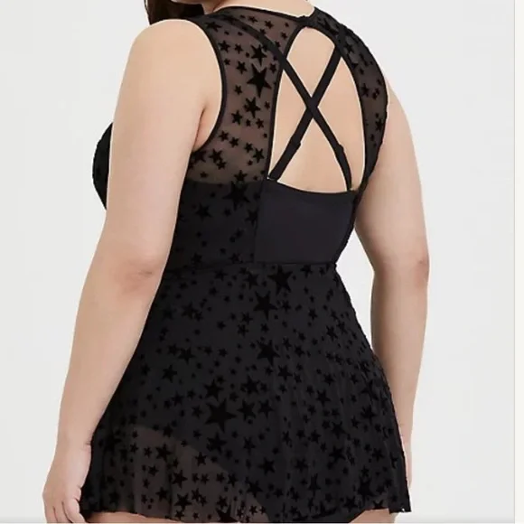 Women's Black Star Mesh swimsuit torrid 0 nwt - Picture 6 of 13